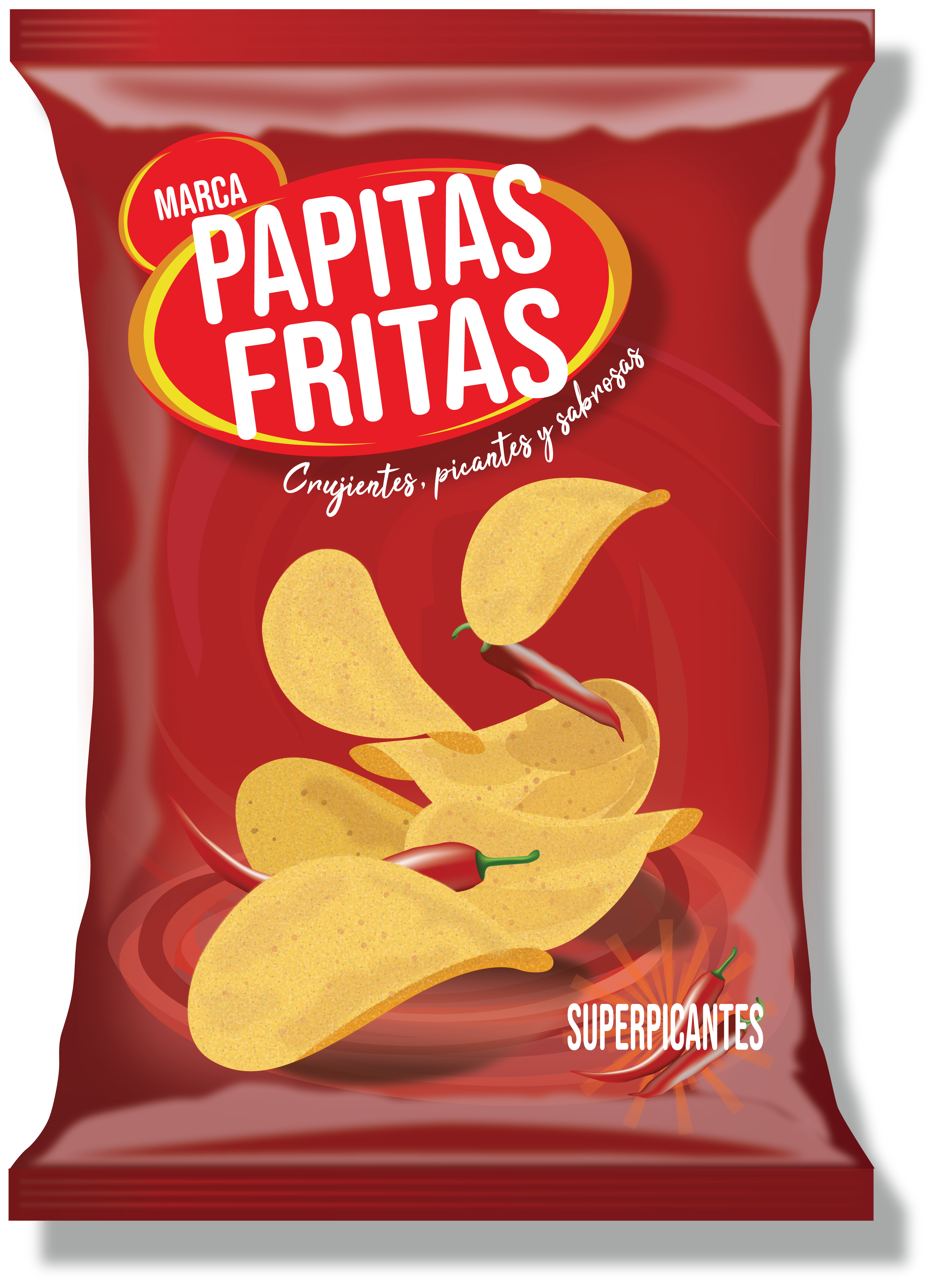 Digital illustration of a bag of potato chips.
